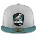 Men's Philadelphia Eagles New Era Heather Gray/Midnight Green 2018 NFL Sideline Road Official 59FIFTY Fitted Hat 3058390